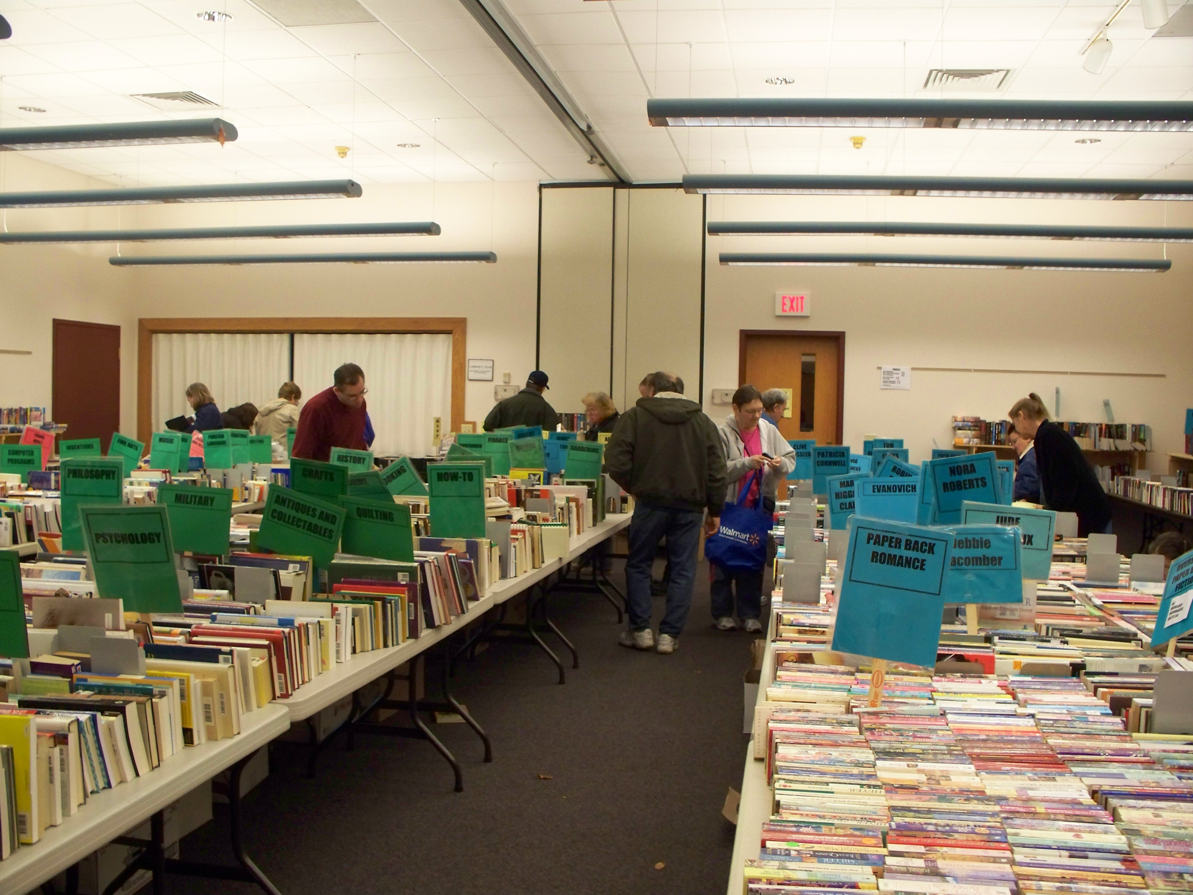 shoppers at the library book sale