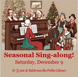 cartoon of people singing around a piano Saturday December 9 2023