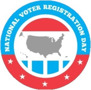 National Voter Registration Day - logo with outline of USA and U.S. Territories